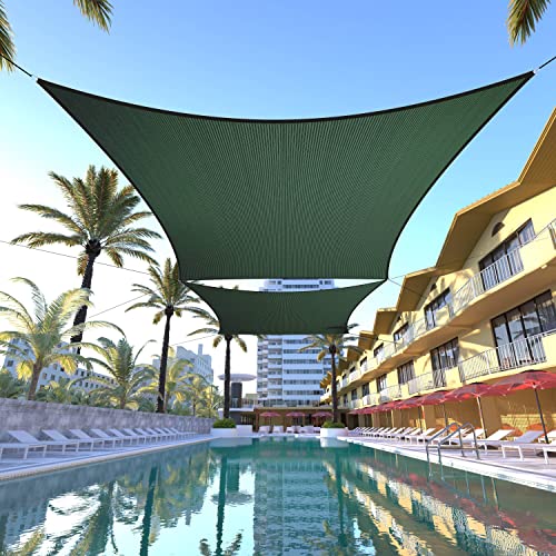 ColourTree CTAPR1220 - Toldo de vela de protección UV, tamaño personalizado, 6 x 6 pies, color verde, con bloque cuadrado, estándar comercial, resistente, 190 g/m², 3 años de garantía