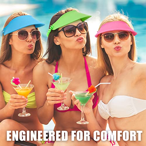 3Pcs Sun Visors For Women Solid String Sun Visor Hat Fabric Foam Adjustable Soft Visors Womens Golf Tennis Visor For Outdoors (Light Blue, Rose Red, Light Green) #TOP2