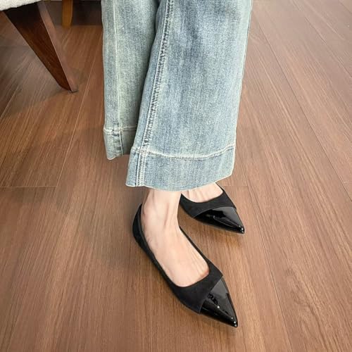 ChaiRong Zhou Women Pointed Toe Suede Slip on Casual Dress Office Driving Shoes3