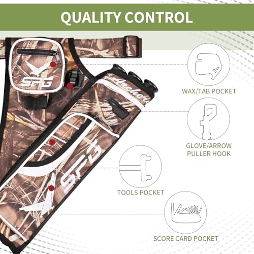 SPG Arrow Quiver Archery Hip Quiver, Durable Adjustable Waist Belt Three Arrows Tube for Arrow Storage Compound Bow Recurve Bow Accessories (Camo) - Thumbnail 3