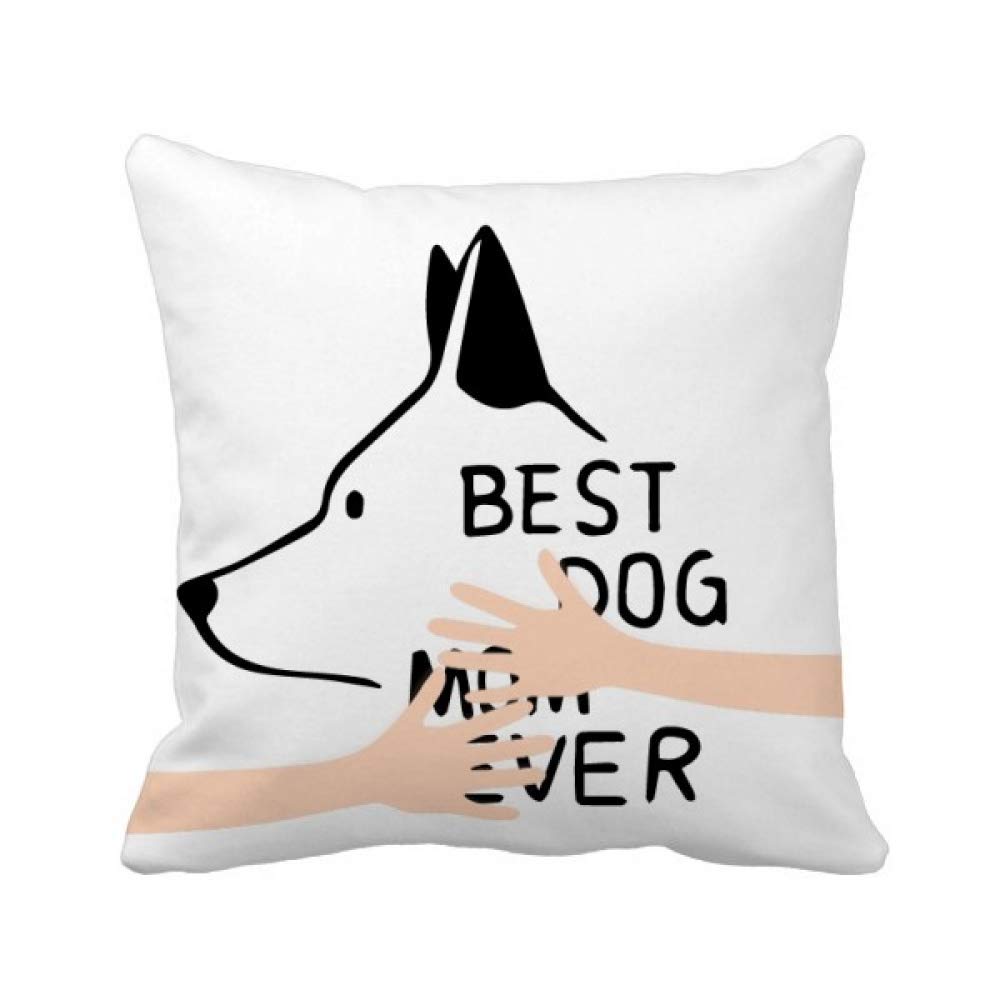 Housse coussin Chien mère câlin en tissu lavable et doux au toucher