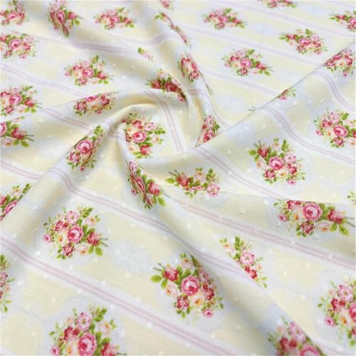 Tissu en pur coton brodé de fleurs Color-15 pour couture et vêtements DIY