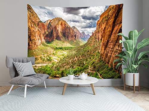 Loccor Desert Mountain Tapestry Colorful Landscape Of Zion National Park Sandstone Wall Hanging Western Cowboy Tapestry Wall Hanging Kids Adult Home Decor For Bedroom Living Room Dorm, 120" X 95" #TOP4