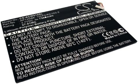 Cameron Sino Battery for Acer Aspire P3-171-3322Y2G06as, Aspire P3-1715333Y2G12as, Iconia A3-A10, Iconia W511-27602G06iss, Iconia W511P, Iconia W511P-27602G06iss, IconiaTAB W510 7300mAh