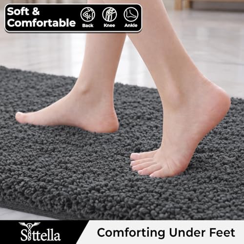 Image of SITTELLA Premium Microfiber Runner Mats (45x120 Cm) | Ultra Soft Plush Floor Rug | Anti-Skid Backing | Super Absorbent & Quick Dry | Washable Kitchen & Hallway Runner | Grey