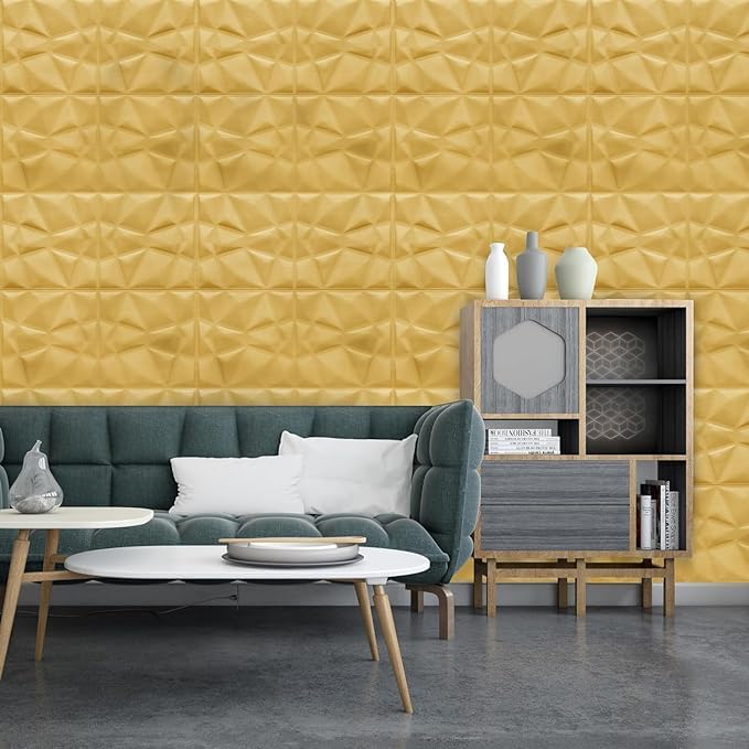 Image of STL 3D Diamond Design Self Adhesive Brown Wallpaper, Polyethylene (PE) Foam Soft Cushion Wall Stickers /DIY Wallpaper for Home, Hotel, Living Room, Bedroom, Cafe Decor (Pack of 20)