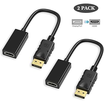 Displayport to HDMI Adapter, ABLEWE Gold-Plated Displayport(DP) Male to HDMI Female Adapter with Audio Support for ASUS, Lenovo, Dell, HP, etc.25CM BLACK (2 PACK)