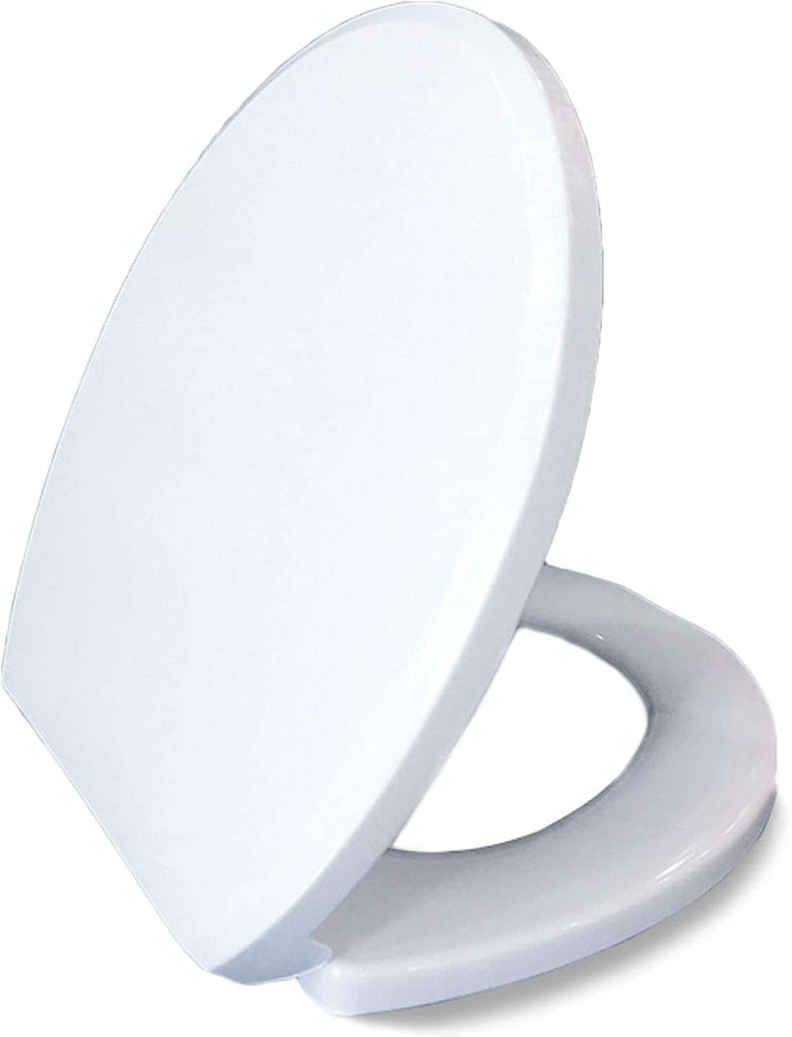 Round Toilet Seat, White, Soft Closed - O Type, Quiet-Close Seat, Elongated, Easy to Install Also Easy to Clean