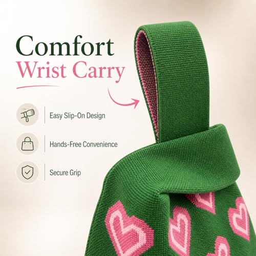 Image of Street27 Japanese Style Wrist Handbag for Women Knitted Handbag With Bow Decor Aesthetic Crochet Knit Tote Bag suitable for daily use, Shopping, Travel, Gift