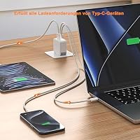 0,5m IPhone Ladekabel USB C auf USB C Kabel Kurz Schnellladekabel für IPhone 17 Air/16 Pro Max/15 Plus/17E/16E,Handyladekabel Datenkabel Type C für iPad Pro 10/11th,Google Pixel 10/9/8, Samsung Galaxy – Ansicht 2
