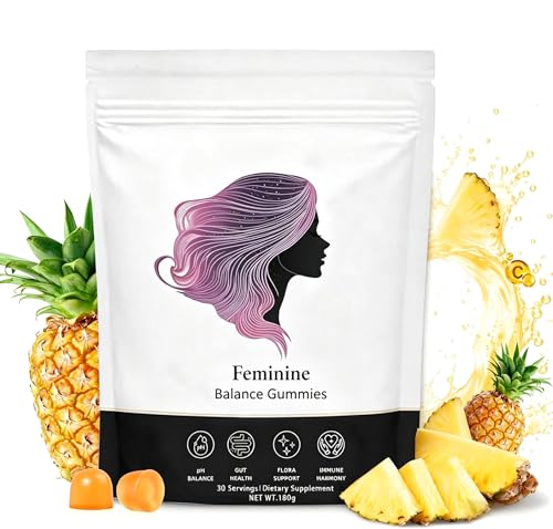 Fibetrue Womens Probiotic Gummies Feminine Balance & Gut Health pH Support Pineapple Flavor Clean Vegan Formula Sugar Free 60 Count