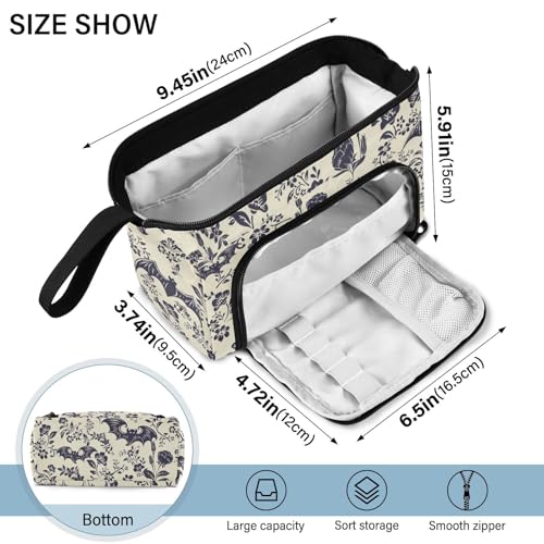 Image of Big Capacity Pencil Pen Case for Adults, Goth Bats Pencil Bags Portable Makeup Bag Stationery Storage for Men Women College Office