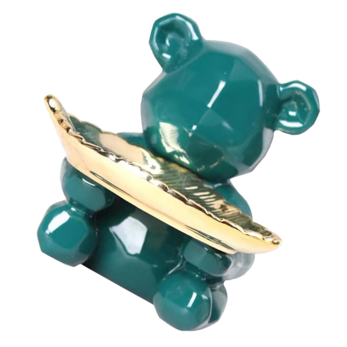 ULTECHNOVO Bandeja de Joyería Cerámica Verde Forma de Oso, Decorativa