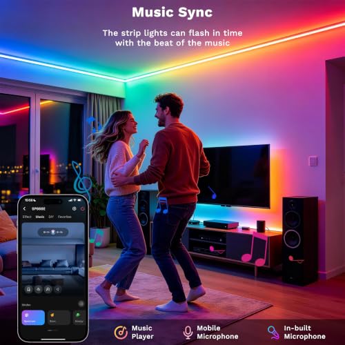 Image of MIWISE LED Strip Lights,RGB Smart IC COB LED Strip Light Color Chasing,24ft Multicolor Flexible LED Tape Light,Music Sync with APP Control,Addressable DIY 16M Colors,for Cabinet,Bedroom,Party Decor