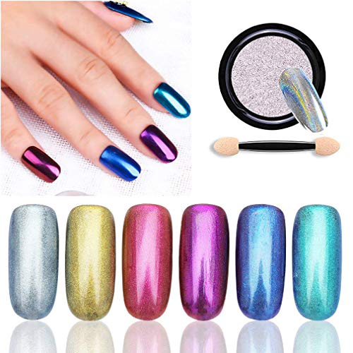 LABOTA 12 Farben Chrome Nail Powder,Metallic Chrom Nagelpuder mit 24 Stück Doppelspitzen-Applikatoren,Magic Mirror… – Bild 5
