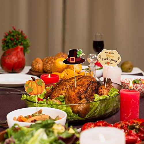 Thanksgiving Food Picks Cupcake Toppers Decorations - Turkey Day Fall Appetizers Toothpicks Sticks Party Supplies 144Ct #TOP1