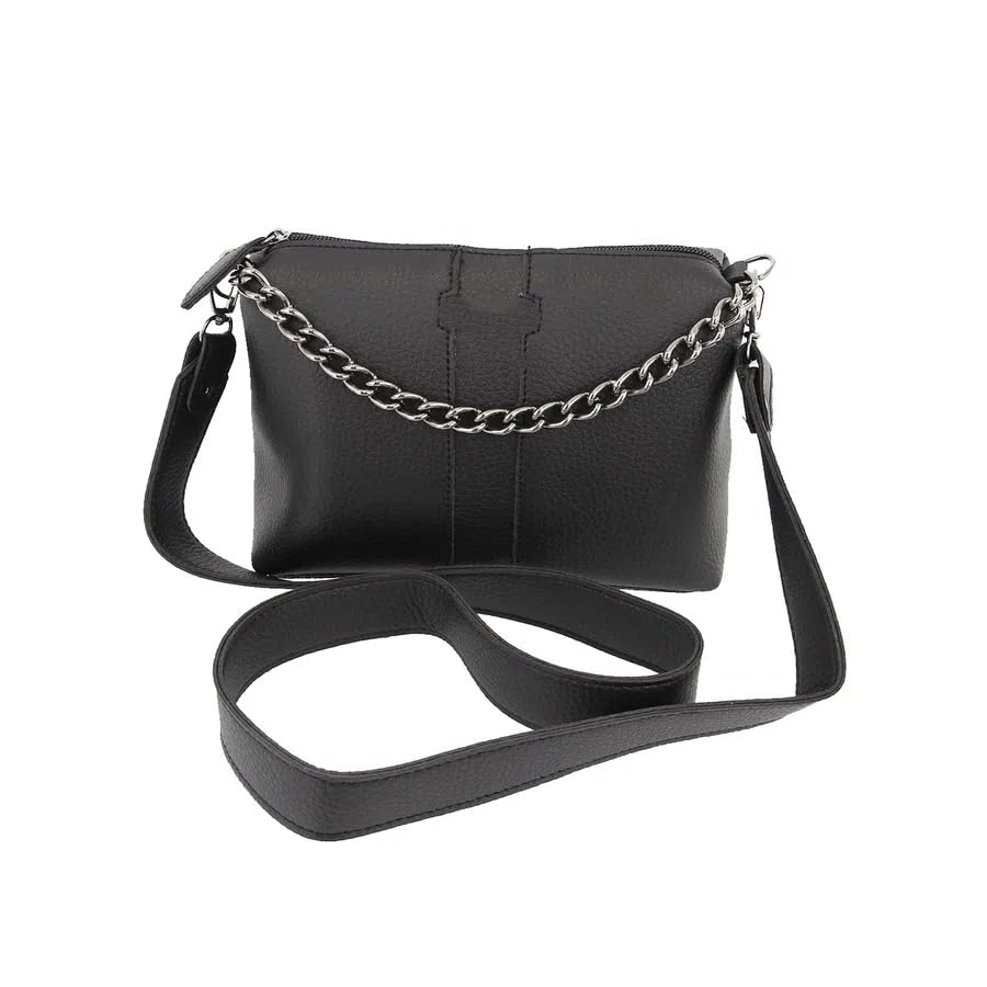 Bolsa Feminina Transversal Corrente (Preto)
