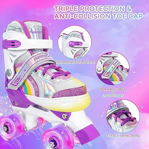 OBENSKY Adjustable Inline Skates, Illuminating Unisex Roller Blades For Kids And Youth, Blue