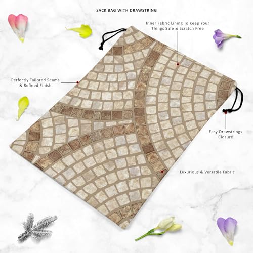 Image of ArtzFolio Brown Mosaic | Reusable Sack Bag | Bag for Gym, Storage, Vegetable & Travel
