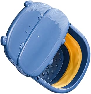CLISPEED Cubo Plegable para Pies con Masaje Diseño Ergonómico y Multiusos para Baño Casa y Uso Portátil Color Azul Profundo