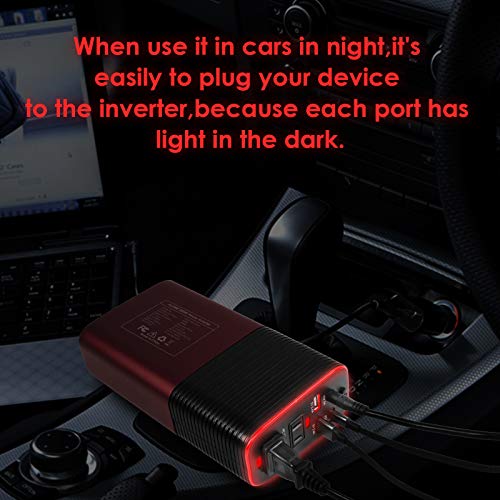 500W Pure Sine Wave Power Inverter DC 12V to AC 110V Car Inverter Power Adapter Converter with Type C PD18W/12V DC Output/4.8A Dual USB Charging Ports and 2 AC Outlets Car Charger