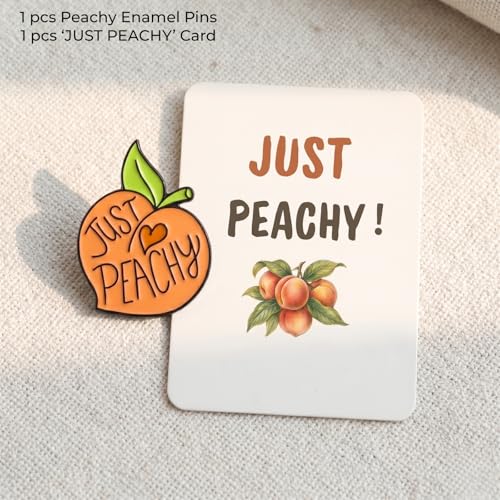 Image of Just Peachy Enamel Pin, Cute Peach Lapel Badge for Backpacks Hats Jackets, Small Appreciation Gift for Friends Coworkers Teens Women