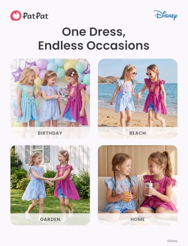 Image of Disney Princess Frozen Elsa Minnie Mouse Stitch Toddler Girl Romper With Skirt Overlay Summer Jumpsuit with Bow 2-6 Years