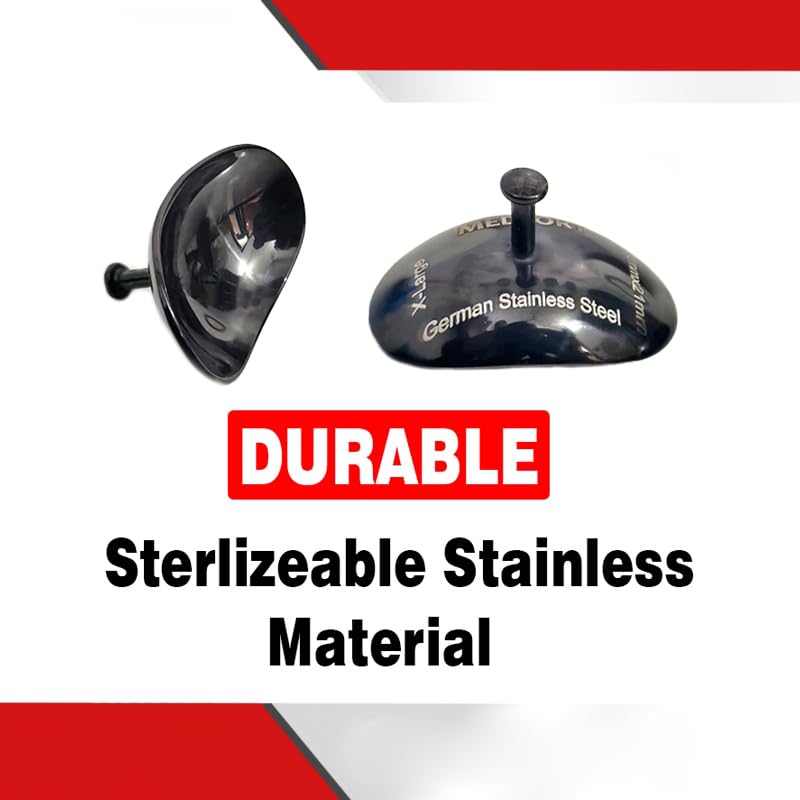 Corneal Eye Shield Protector, Stainless Steel, 32mm X 21mm, X-Large, Black, 2-Piece Set