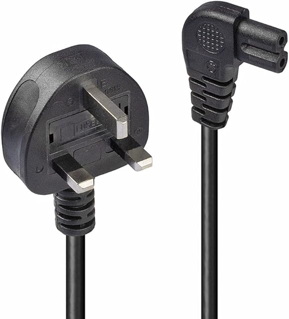 LINDY 0.5 m UK 3 Pin Plug to Right Angled IEC C7 Mains Power Cable - Black