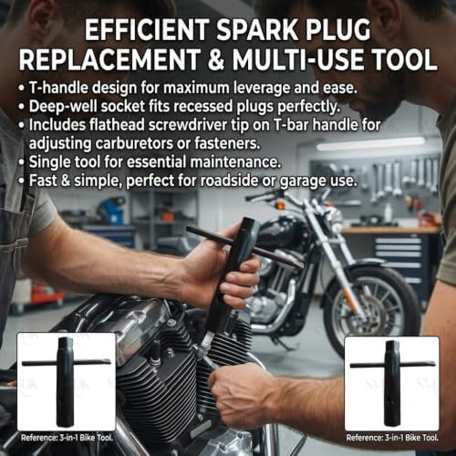 Image of Spark Plug Spanner Wrench for Motorcycles & Bikes Durable Steel Tool for Spark Plug Removal Repair Maintenance (Silver Finish, Universal Fit)