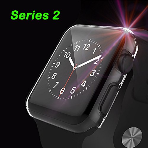 [2 Pack] PC iWatch Series 2 Case, Fivefish iPhone Watch Screen Protector Full Coverage Protective 0.3mm Cystal Clear Hard Cover for i Watch Series 2, Nike+ All Model 2016 – Apple Watch Case 2 (42MM)