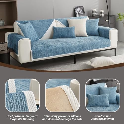 Bettschlange Sofa Überzug, Couch Überzug L Form 1/2/3/4 Sitzer, Sofa Cover Sofabezug Ecksofa rutschfeste Sofaschoner… – Ansicht 2