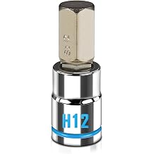 Zhax 3/8 Inch Drive 12 mm Hex Bit Socket, H12 Allen Key Socket, Metric, Nickel Plated S2 and Cr-V Steel for Daily Repair