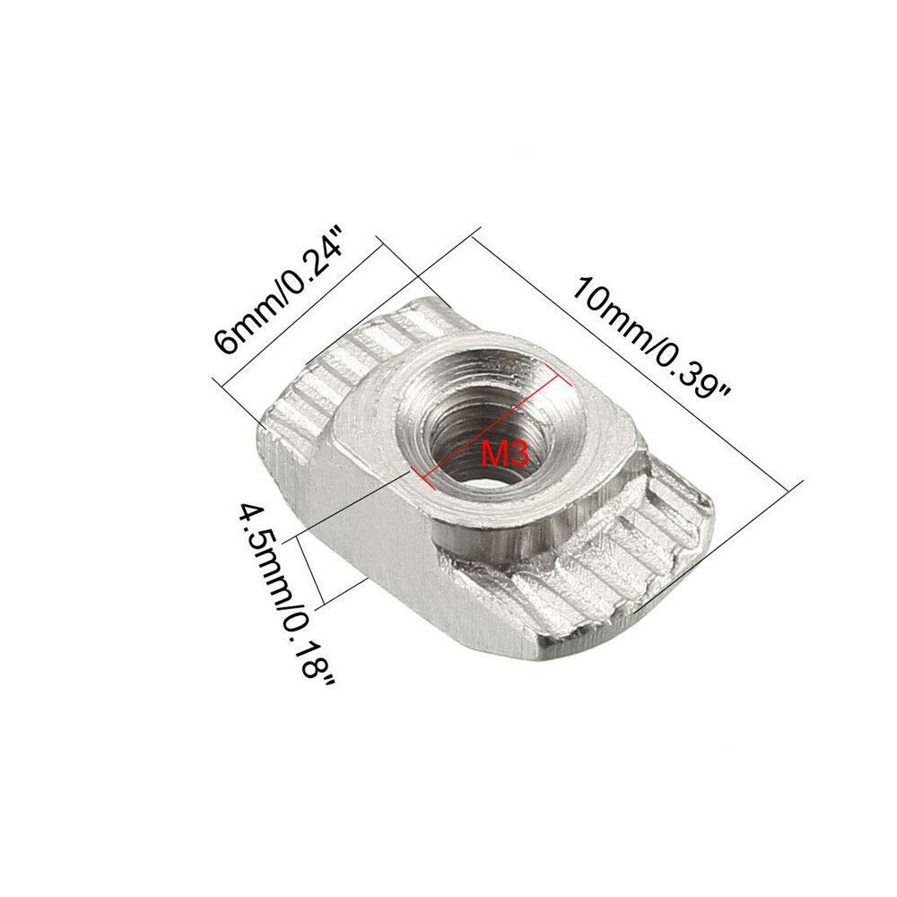 SENRISE 50-Piece T-Slot Nuts Set (M3 M4 M5) For 2020 Series Aluminum Extrusions - Hammer Head Fasteners - View #4