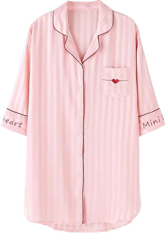 Amazon レディース 可愛い セクシー パジャマ ワンピースパジャマ ルームワンピース シャツワンピース ナイトウェア ナイトドレス ルームウェア インナーウェア ランジェリー 春 夏 秋 快適 ゆったり 部屋着 寝間着 半袖 柔らかい プレゼント ギフト パジャマ ルーム