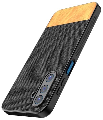 Image of Kapa Soft Fabric & Leather Hybrid Protective Back Cover for Samsung Galaxy M36 / F36 5G | Shockproof Slim Hard Anti Slip Back Case (Black,Brown)