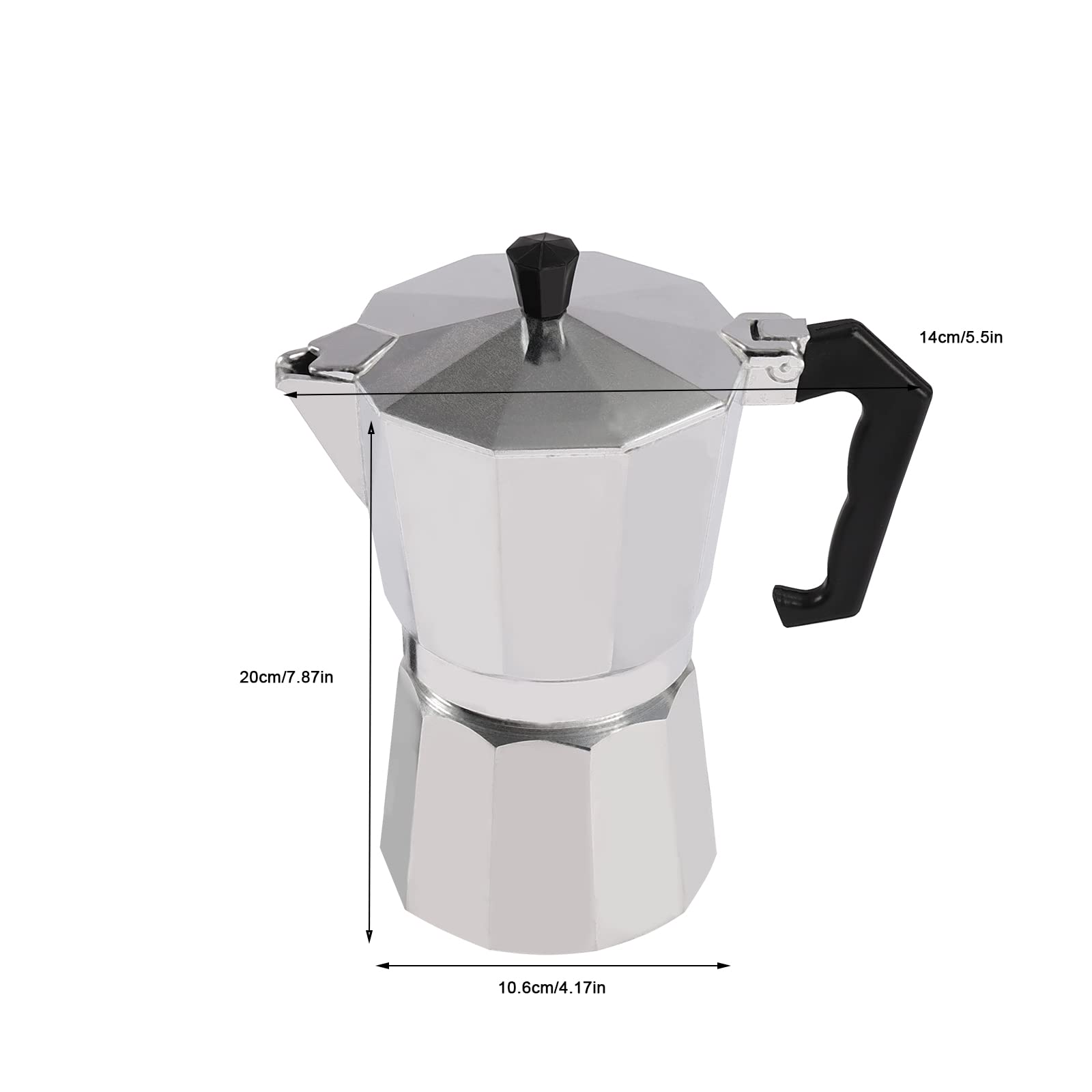 Cafetera de café espresso eléctrica, cafetera moka con placa de calefacción eléctrica, cafetera espresso pequeña, temperatura ajustable para camping (6 tazas)