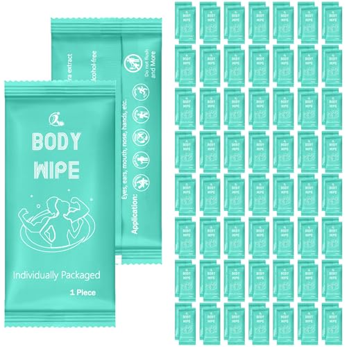 Timgle 200 Pcs Body Wipes Individually Wrapped for Adult, Green Background