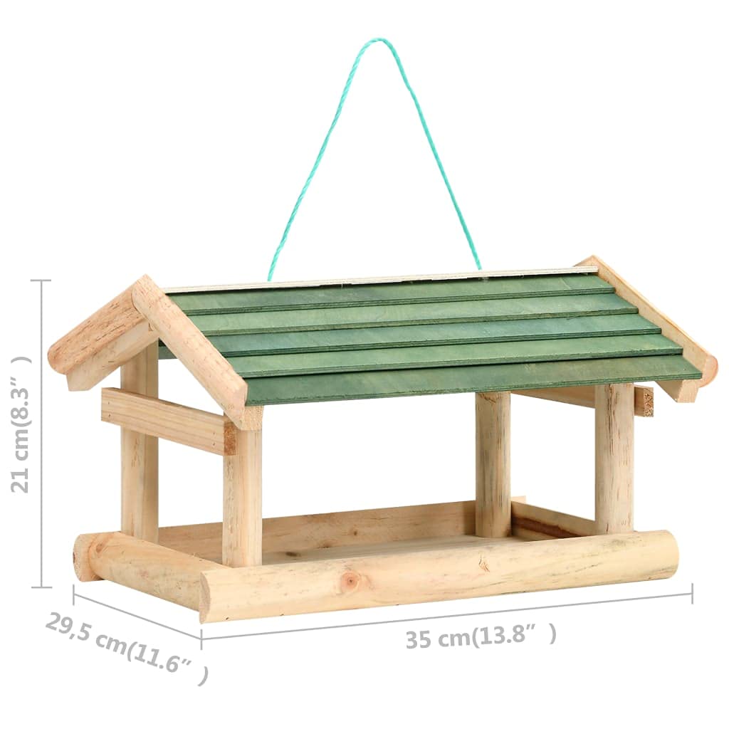 Mangloder Vogelfutterhaus Massivholz wetterfest 35 x 29,5 x 21 cm zum Aufhängen, Futterstation mit großem Dach für Garten, Balkon, Terrasse, Baum und Ganzjahr Nutzung