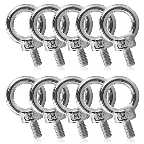 M6 Lifting Eye Bolt 10Pcs, 304 Stainless Steel Eye Bolts, Hardware Eye Nut