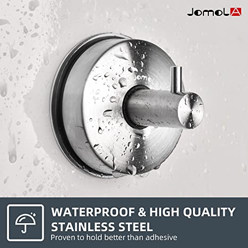 Jomola Suction Cup Shower Hooks For Hanging Towel Suction Hook For Inside Shower Stainless Steel Coat Hooks Wall Mounted Kitchen Utensil Stainless Steel, Brushed Finish, 2Pcs #TOP1