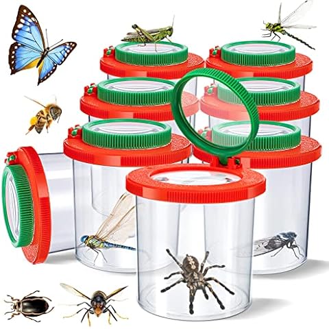Insert Bug Viewer for Kids, 8PCS Magnifying Insect Box Bug Catcher Kit for Kids Bug Magnifier Container Critter Insect Bug Cage Bug Jar, Magnifier Backyard Explorer Insect Bug Viewer Collecting Kit Cover