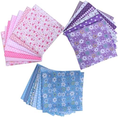 Cotton Fabric, 21 Pcs Fabric Patchwork, Floral Cotton Fabric Squares, Mixed Squares Bundle, Quilting Sewing Patchwork (25×25 cm)
