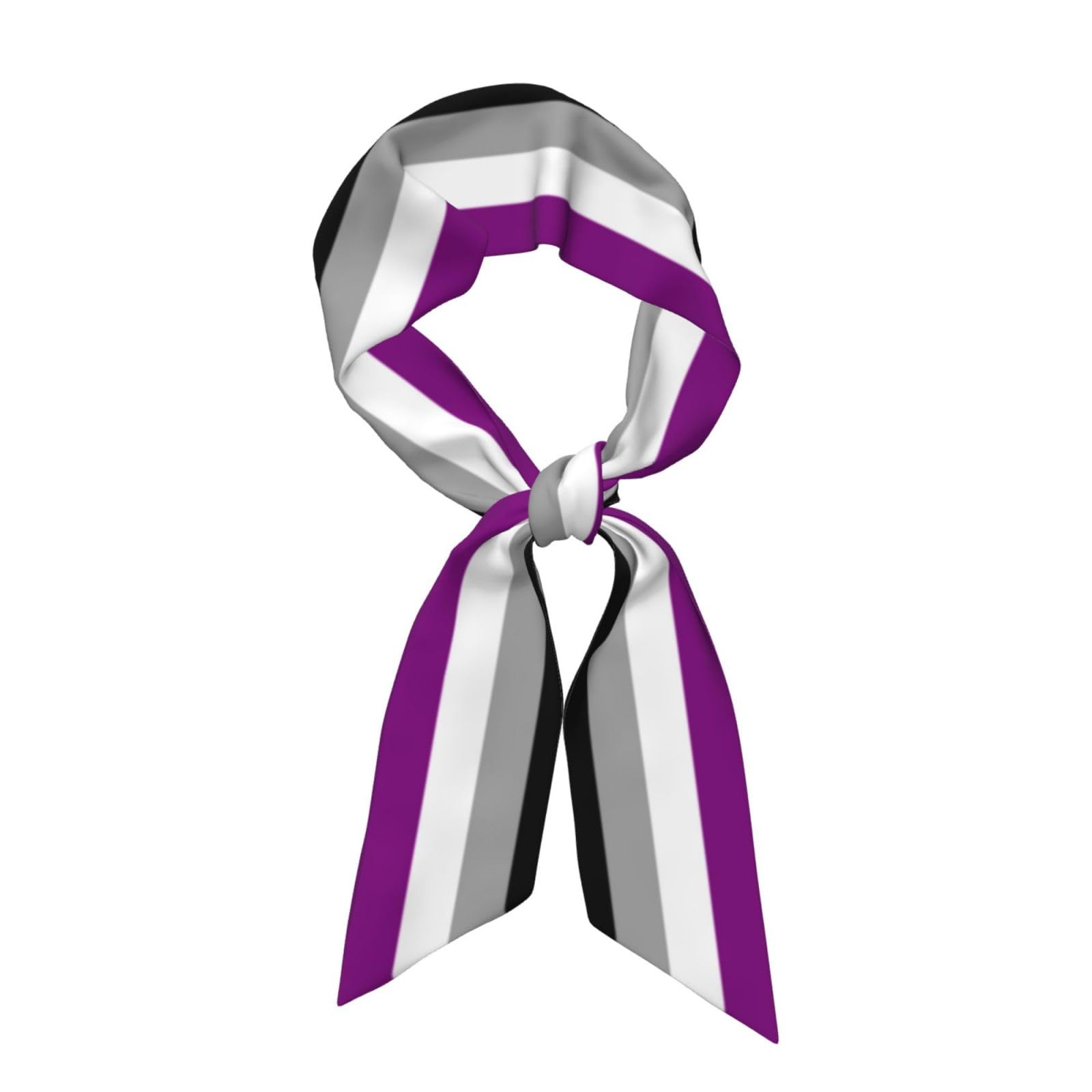 LNFZiZO Asexual Pride Flag Scarf For Women Bags Band Hair Bandanas Neck Scarves Thin Long Silky Headscarf Waistband Purse Scarf For Handbags