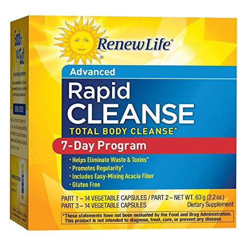Renew Life Adult Cleanse - 7-Day Rapid Total Body Cleanse for Men & Women - 3-Part, 7-Day Program - Gluten, Dairy & Soy Free - 28 Vegetarian Capsules + 2.2 Ounce Powder Formula (Packaging May Vary)