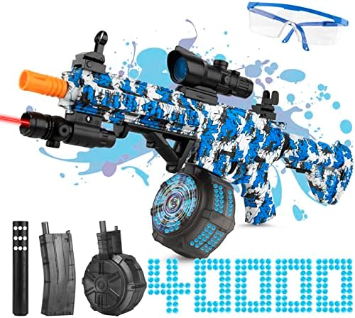 Electric Gel Ball Blaster with Drum, Automatic and Manual Splatter Blaster with 40000+ Gel Balls, Large Splat Blaster for Adults Kids (Blue)