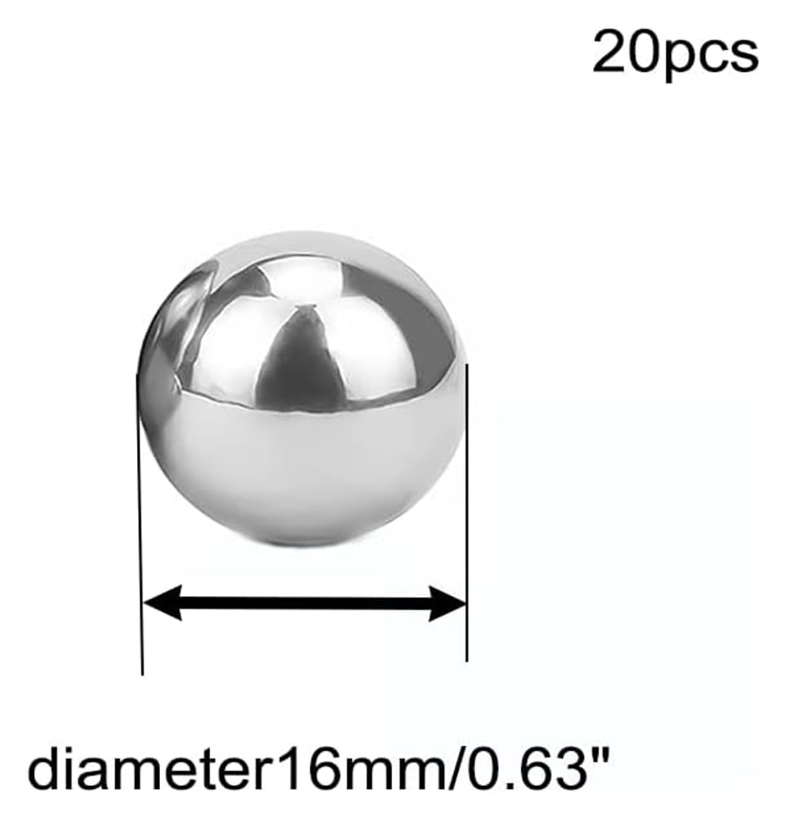 Bolas de rodamiento acero inoxidable 304 precisión, diámetro 12 mm-16 mm, alta velocidad, duraderas, for patinetas industriales y bicicletas(16mm*20pcs)