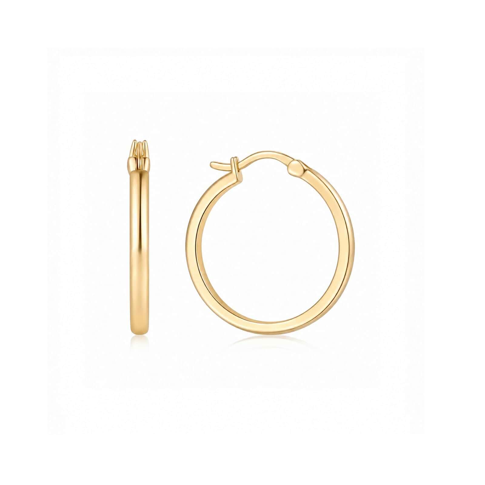 14k Yellow Gold Earrings for Women, 14kt 2.5mm Minimalist Lightweight Hoops Jewelry Woman Gift, 20mm/25mm/30mm