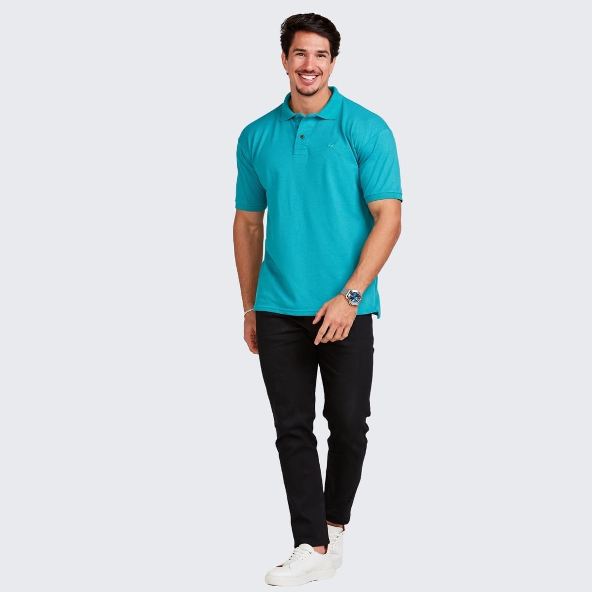 Kit 5 Camisa Polo Envoy Tecido Piquet Básica Masculina