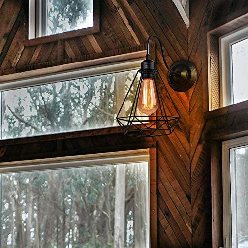Image of GreyWings Geometric Black Metal Wall Light, Modern Industrial Decorative Sconce,(Bulb not Included) Small Pack of 2